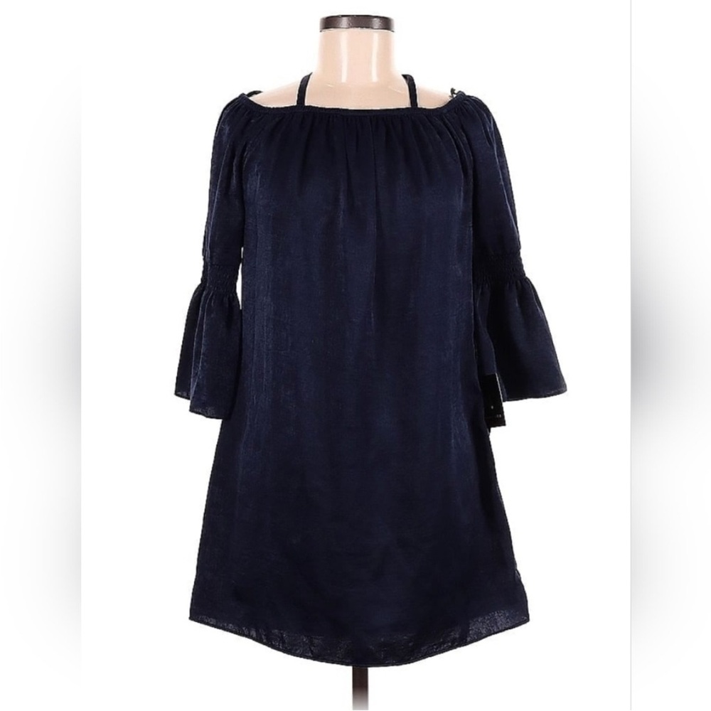 Elegant Navy Blue Off-Shoulder Dress